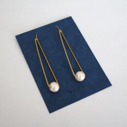 sankaku pearl pierced earrings long